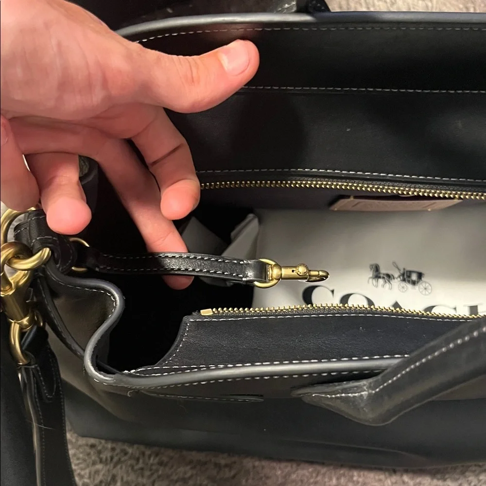 Coach Black/brass Empire Carryall 40 Leather Handbag - Picture 7 of 7